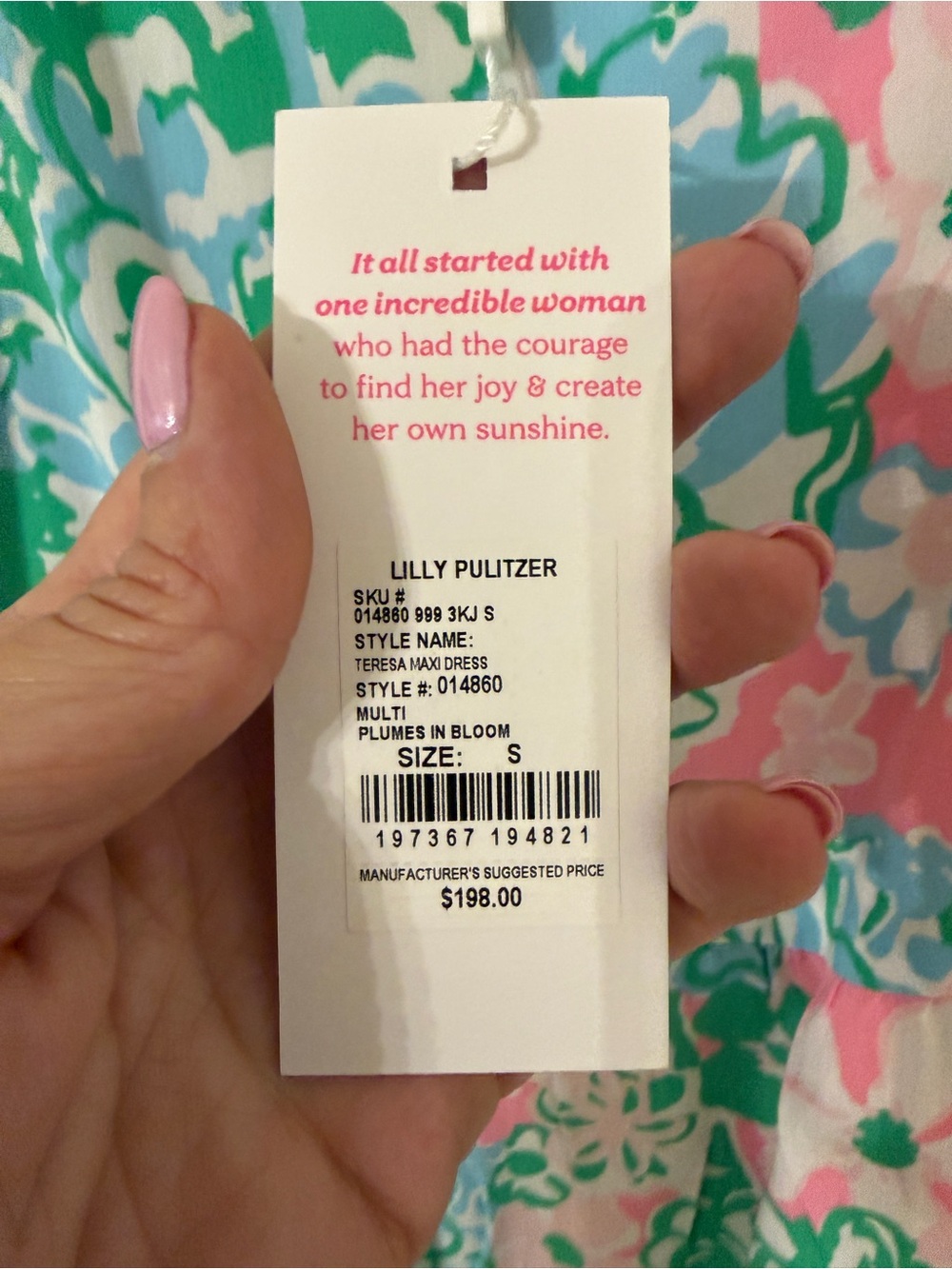 Lilly Pulitzer Pink and Green Floral Maxi One-Piece - Picture 3 of 6
